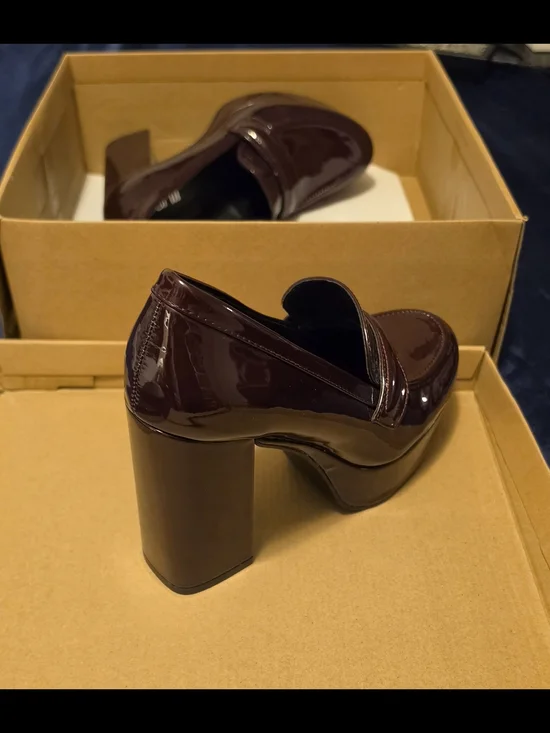 Bar III Wine Burgundy Patent Platform Loafer - Picture 4 of 4